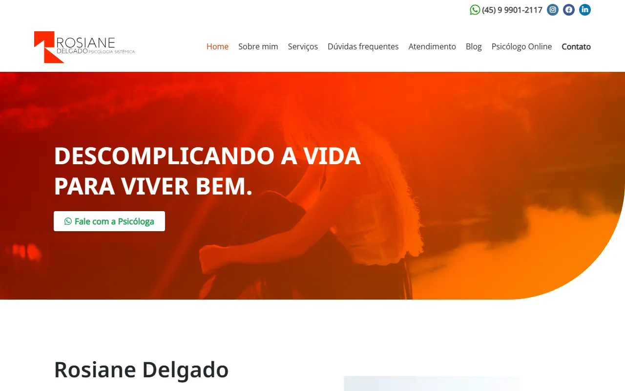Rosiane Delgado Psicologia Clínica website institucional